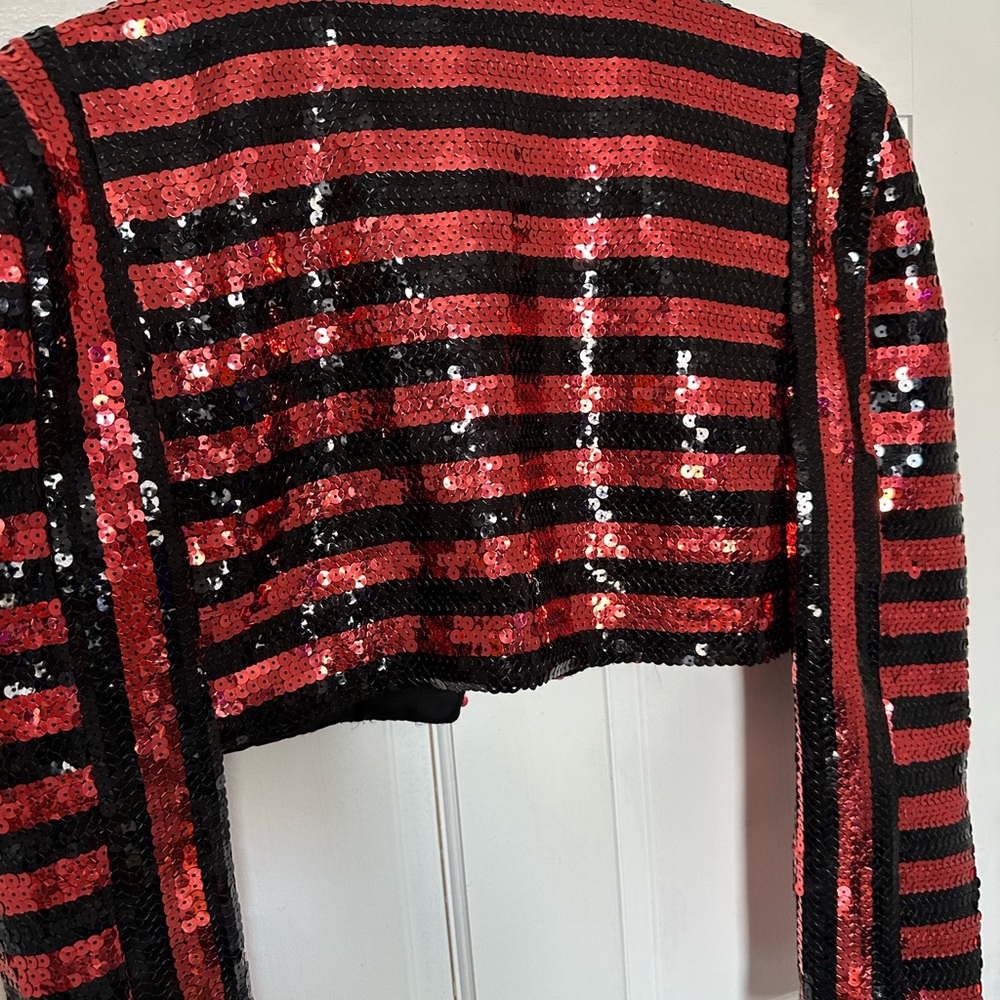 Victor Costa Red and Black Sequin Jacket